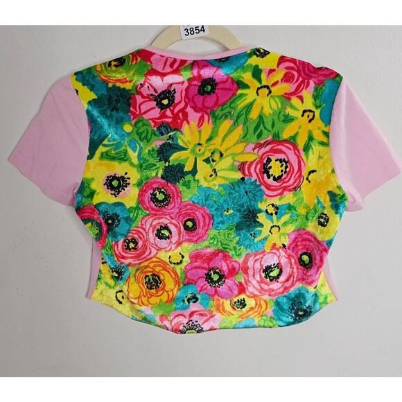 Dolce & Gabbana Pink & Red Rhinestone Skull Graphic Rock Is Dead Crop 28 / 42 - Picture 2 of 6